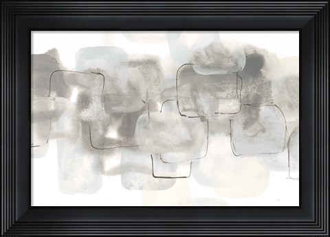 Framed Neutral Stacking III White Print