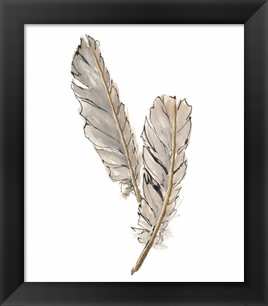 Framed Gold Feathers VIII Print