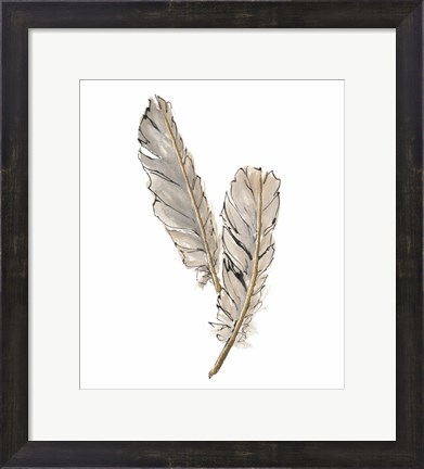 Framed Gold Feathers VIII Print