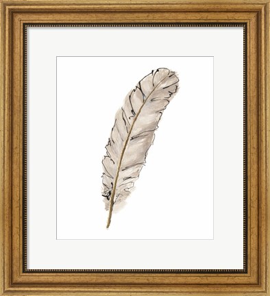 Framed Gold Feathers IX Print