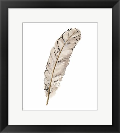 Framed Gold Feathers IX Print