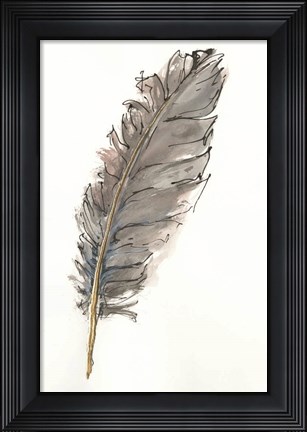 Framed Gold Feathers VII Print