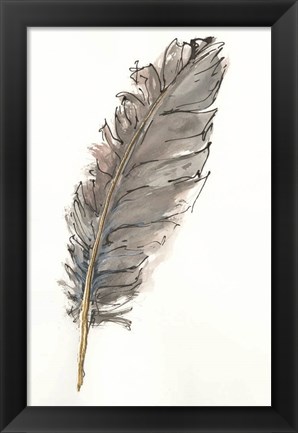 Framed Gold Feathers VII Print