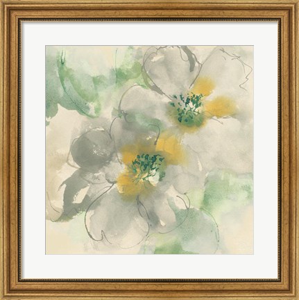 Framed Silver Quince I Teal Print