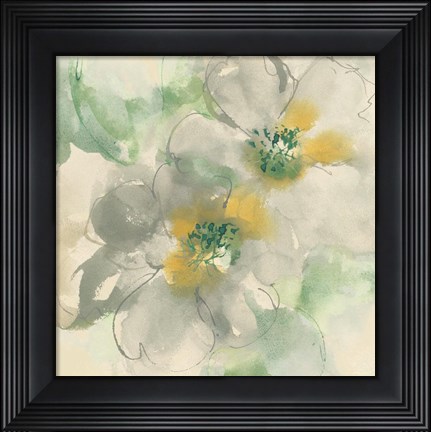 Framed Silver Quince I Teal Print
