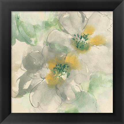 Framed Silver Quince I Teal Print