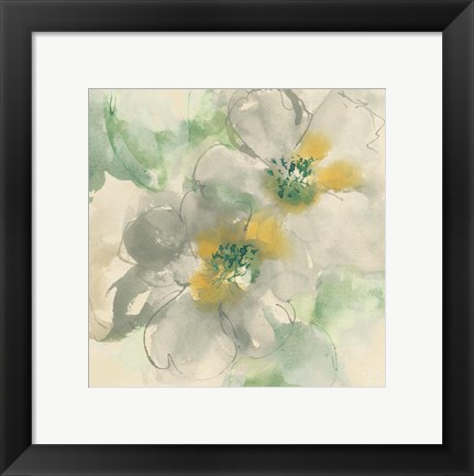 Framed Silver Quince I Teal Print