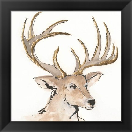 Framed Gilded Mule Deer Print