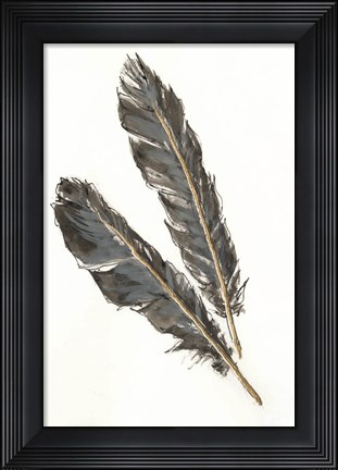 Framed Gold Feathers III Print