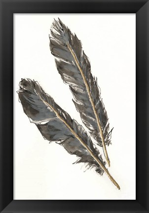 Framed Gold Feathers III Print