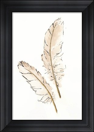 Framed Gold Feathers I Print