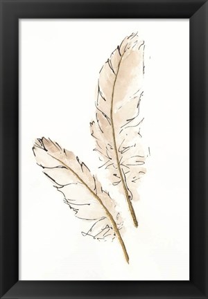 Framed Gold Feathers I Print