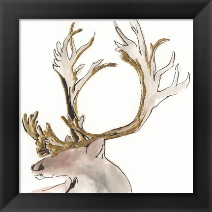 Framed Gilded Caribou II Print