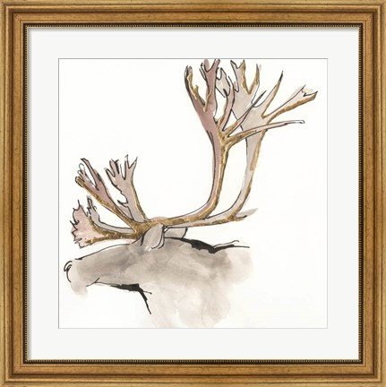 Framed Gilded Caribou Print
