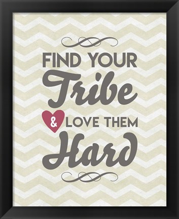 Framed Find Your Tribe - Beige Chevron Pattern Print