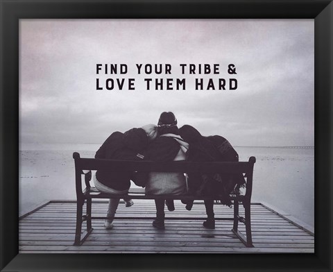 Framed Find Your Tribe - Friend Trio Grayscale Print