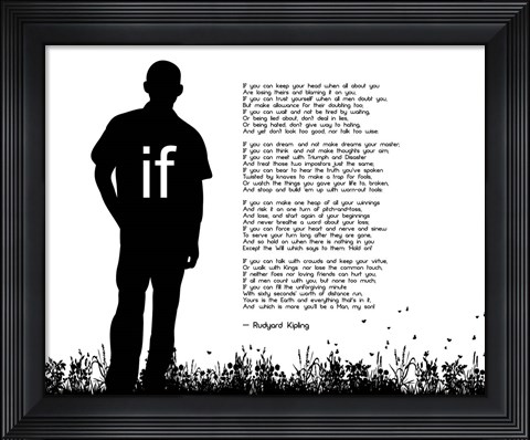 Framed If by Rudyard Kipling - Man Silhouette White Print