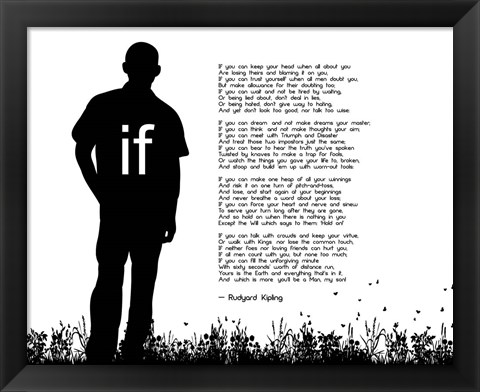 Framed If by Rudyard Kipling - Man Silhouette White Print