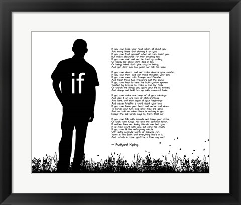 Framed If by Rudyard Kipling - Man Silhouette White Print