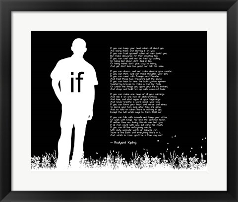 Framed If by Rudyard Kipling - Man Silhouette Black Print