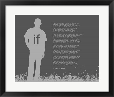 Framed If by Rudyard Kipling - Man Silhouette Gray Print