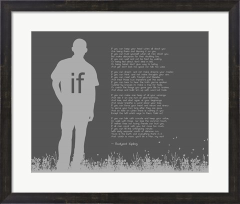 Framed If by Rudyard Kipling - Man Silhouette Gray Print