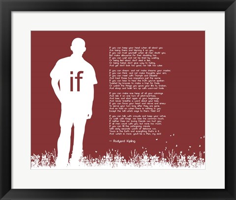 Framed If by Rudyard Kipling - Man Silhouette Red Print