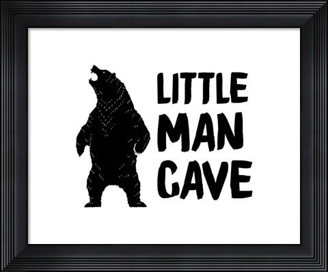 Framed Little Man Cave Standing Bear White Print