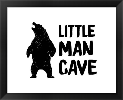 Framed Little Man Cave Standing Bear White Print