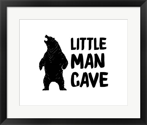Framed Little Man Cave Standing Bear White Print