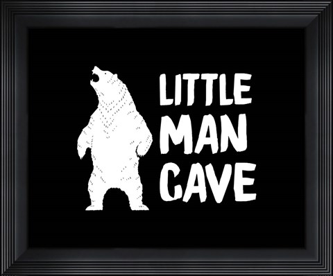 Framed Little Man Cave Standing Bear Black Print