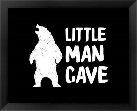 Framed Little Man Cave Standing Bear Black Print