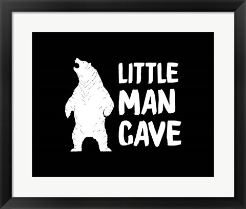 Framed Little Man Cave Standing Bear Black Print