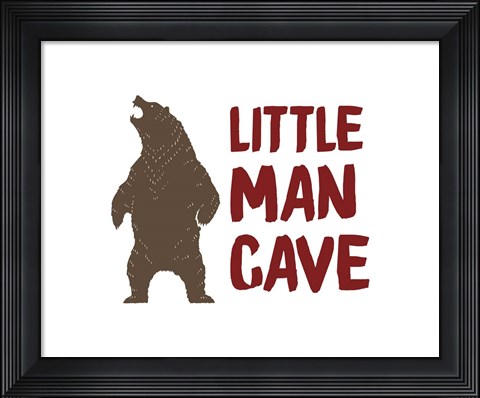 Framed Little Man Cave Standing Bear Color Print