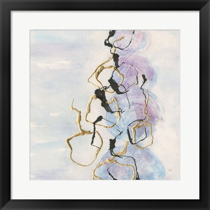 Framed Abstract Lines on Pastel I Print