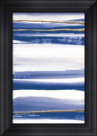 Framed Gilded Grey III Indigo and White Print