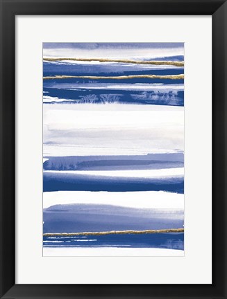 Framed Gilded Grey III Indigo and White Print