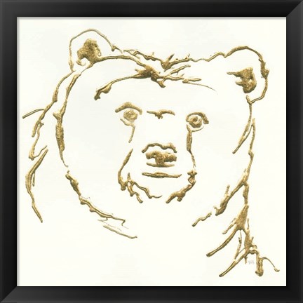 Framed Gilded Brown Bear Print