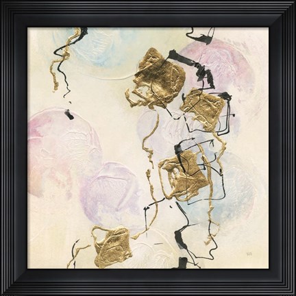 Framed Gold Blocks on Pastel I Print