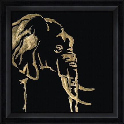 Framed Gilded Elephant on Black Print