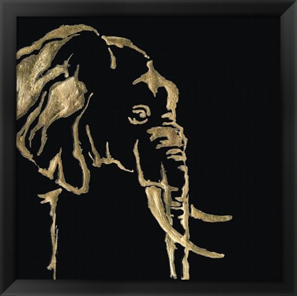 Framed Gilded Elephant on Black Print