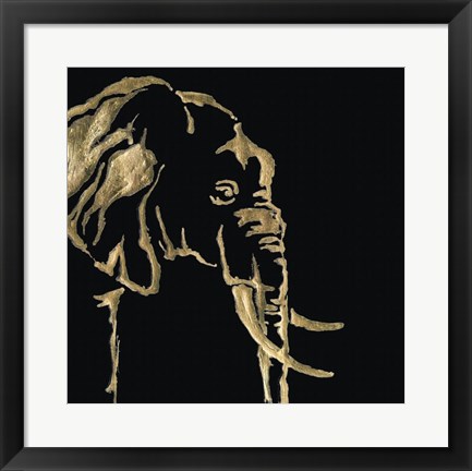 Framed Gilded Elephant on Black Print