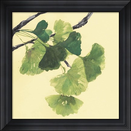 Framed Gingko Leaves I Dark Print
