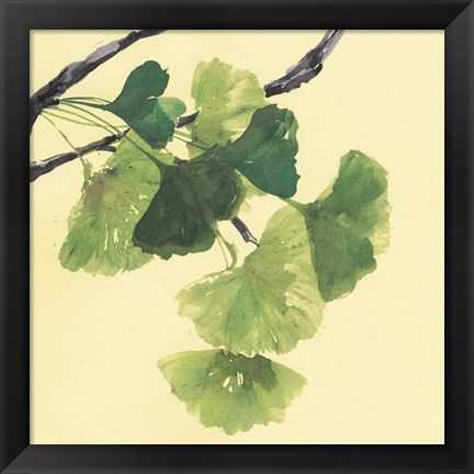 Framed Gingko Leaves I Dark Print