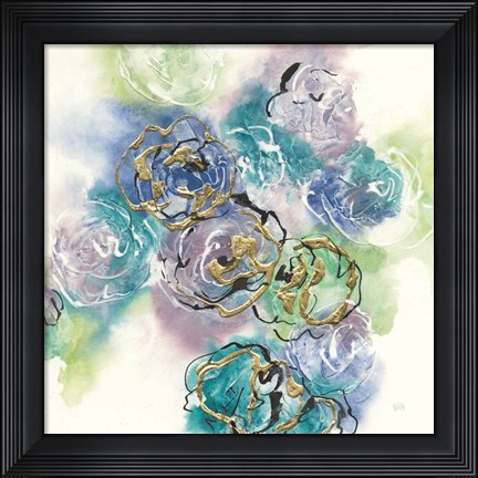 Framed Gold Edged Roses II Print