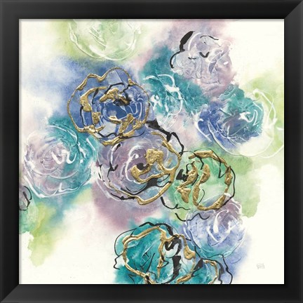 Framed Gold Edged Roses II Print