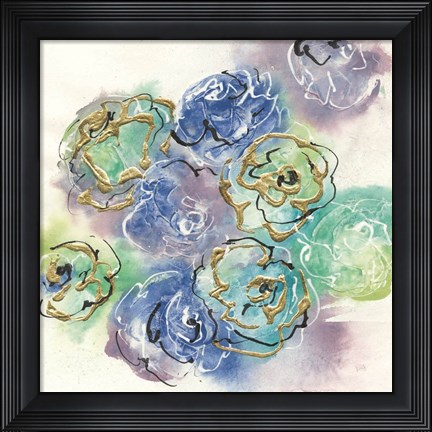 Framed Gold Edged Roses I Print