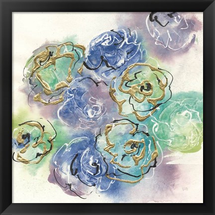 Framed Gold Edged Roses I Print