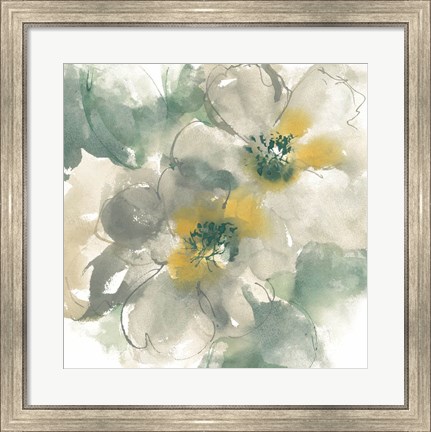 Framed Silver Quince I on White Print