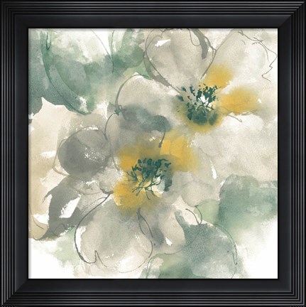 Framed Silver Quince I on White Print